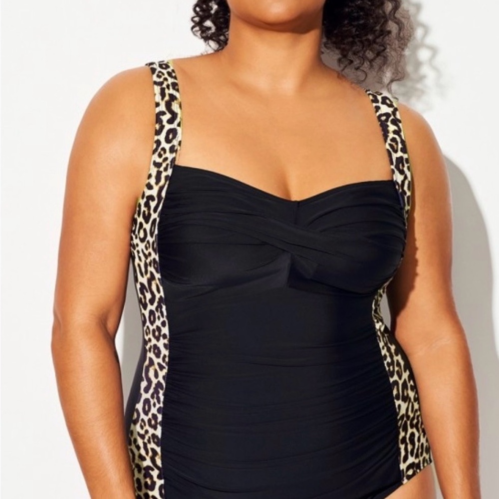 Leopard Print Tummy Control One-Piece Swimsuit Slimming Push Up XXXL NWOT